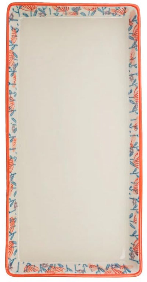 Dienblad van aardewerk, handbedrukt, cosmetische dienblad keramiek, Douceur Florale, 23x12x2,5 cm