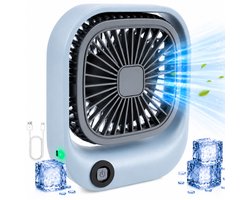 Kleine Draagbare Bureauventilator - Compacte USB-C Ventilator - Mini Tafel Ventilator 3 Standen - voor Auto, Kantoor & Onderweg - Lichtgewicht Mini Desk Fan - Kleine Oplaadbare Ventilator - Handventilator Oplaadbaar - Handwaaier - Blauw - Silvergear