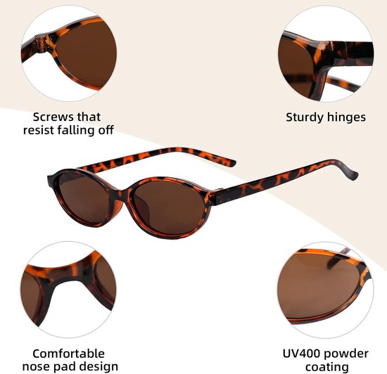 ovale zonnebril, kattenoog-zonnebril voor dames, vintage jaren 90, trendy zonnebril, UV400-bescherming voor autorijden, outdoor, strand, feest — afbeelding 2
