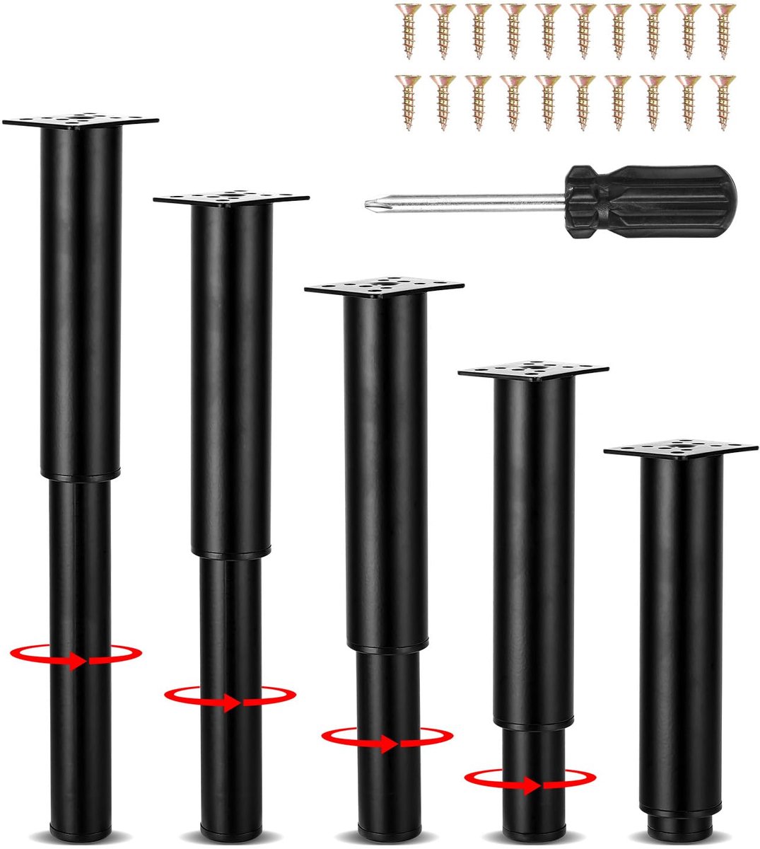5 stukken metalen meubelpoten,Negrascon verstelbare meubelpoten,verstelbare hoogte schroeven schroevendraaiers,gebruikt voor banken kasten,meubels,kasten,tafels,18-34cm verstelbare schroevendraaiers