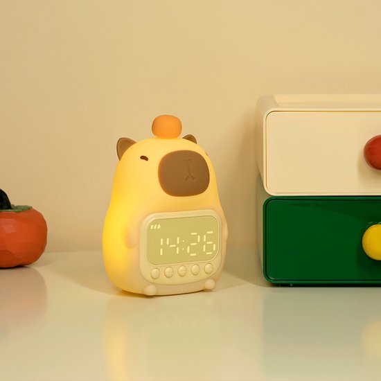 Capybara Alarm Clock with Night Light for Kids, Cute Alarm Clocks for Bedrooms Ok to Wake Clocks, Silicone Animal Tabletop Lamp for Teen Girls Boys — afbeelding 5