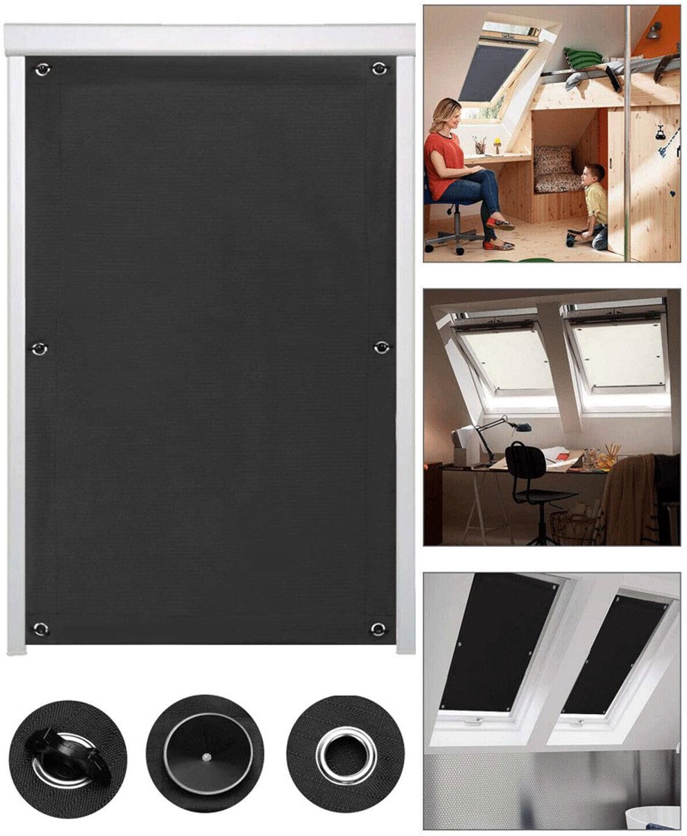 Verduisteringsgordijn Dakraam - 2 Stuks - 60x73cm - Warmtewerende Zonwering voor Dakraam - Zonder Boren met Zuignappen - UV-werend - Zwart