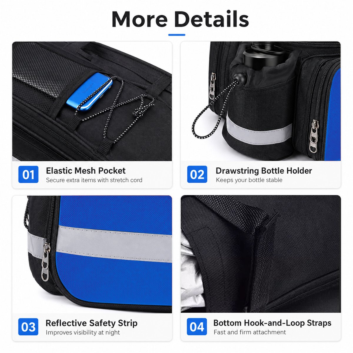 Waterdichte Fietstas Achterop Fiets – 27L Uitbreidbare Bagagedragertas – Touring Fietstas voor Lange Afstand – Met Regenhoes en Reflecterende Details – Blauw – 1 Stuk — cadeau in Sport & Outdoor - foto 3