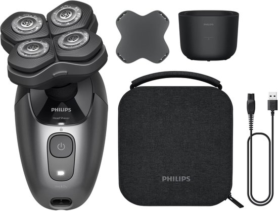 Philips Series 7000 Headshaver - Scheerapparaat mannen hoofd - Wet&Dry - Flexibele scheerkop - Opbergetui - Reinigingsstation- HS7980/15