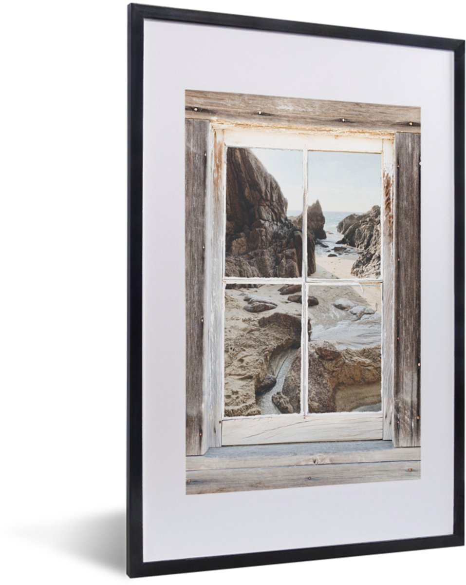 Fotolijst incl. Poster - Doorkijk - Hout - Strand - 40x60 cm - Posterlijst