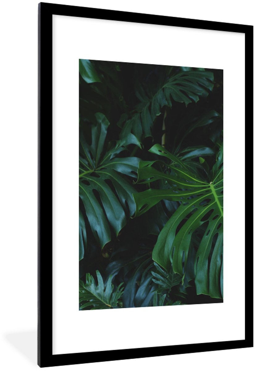 Fotolijst incl. Poster - Jungle - Groen - Bladeren - 60x90 cm - Posterlijst