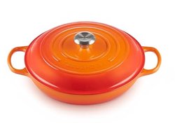Ondiepe Casserole - Gietijzeren Pan - Eenpansmaaltijden Maken - Houdt Warmte Lang - 30 cm - Rood