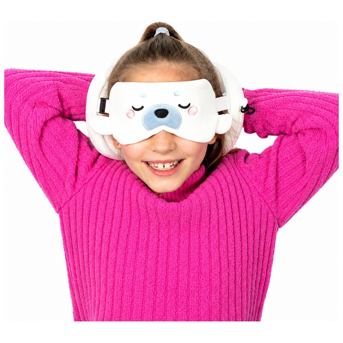Bol.com Relaxeazzz Relaxeazzz Reis set - Zeehond knuffel / reiskussen / slaapmasker - voor kinderen - in vliegtuig of auto aanbieding