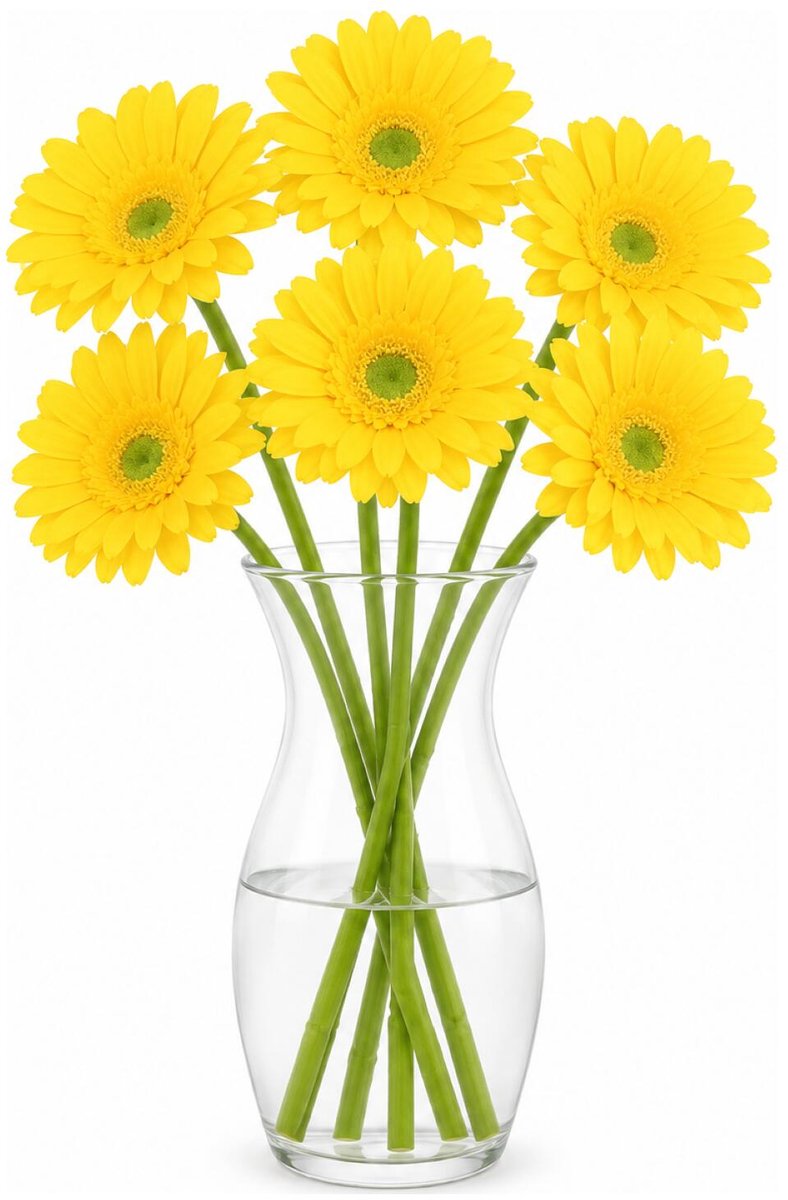 DK Design Kunstbloem Gerbera - 6x - 72cm - geel - Real Touch - kunst zijdebloemen