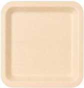 Humbert Feestbordjes - gebaksbordjes - van geperst hout karton - 10x - beige - vierkant - Dia 21 cm - party bordjes - wegwerp servies