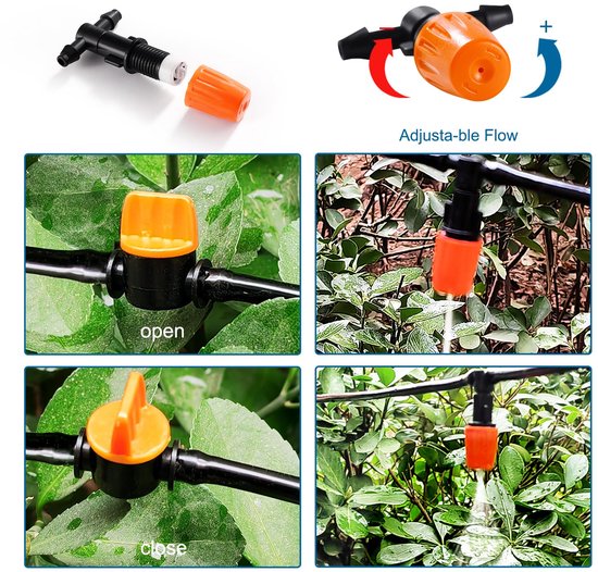Stuks 4/6 mm Irrigatiesysteem Kit, 15m Irrigatieslang, DIY Auto Drip Irrigatie Kit, met Rechte Weerhakenverbindingen, Weerhaak T-Stukconnector, Eindplug, voor Gazon, Patio, Landschap — afbeelding 4