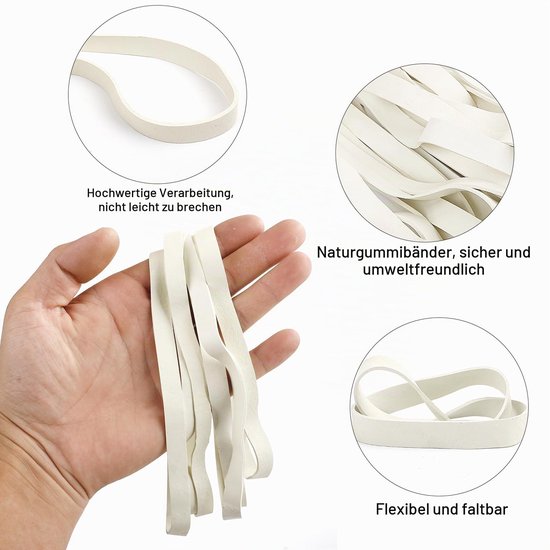 banden, 20 stuks, wit, grote elastische rubberen ringen, 20 x 1 cm breed, rubberen band, rubberen spanband, vuilnisbanden, voor kantoor, thuis, schoolbenodigdheden — afbeelding 2