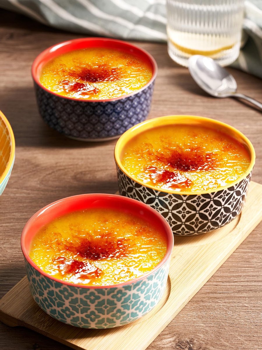 Crème Brulee schaaltjes, 6-delige set, 120 ml, porselein, souffle vormpjes, ovenbestendig, kleine ovenschaal, ragout fin schalen, magnetron-, airfryer- en vaatwasmachinebestendig, Ø 9 cm