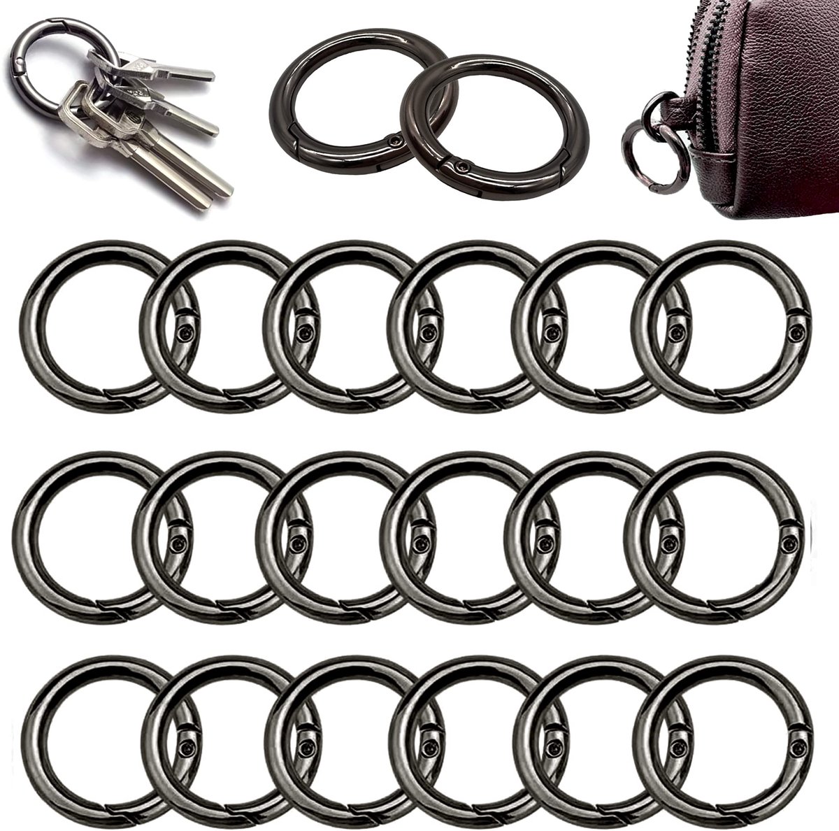 20 Stukken Veer Sleutelhanger Gesp O-Ring Karabijnhaak Ronde Klem O-Ring Carabiner Veer Rugzak Gespen Klem Veer Clip Voor Sleutelhanger Diy-Ambachten (25mm)