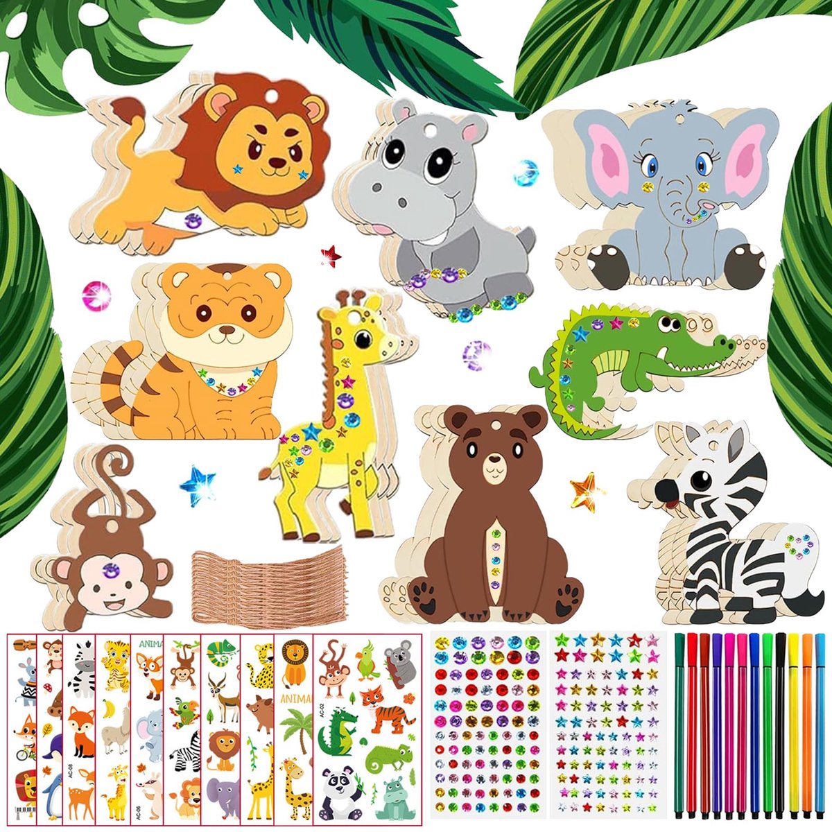 Lucky Sheeps 270-delige knutselset met dieren, kinderhandwerk, creatief knutselwerk voor kinderen, houten knutselsets, creatieve cadeaus voor kinderen en meisjes