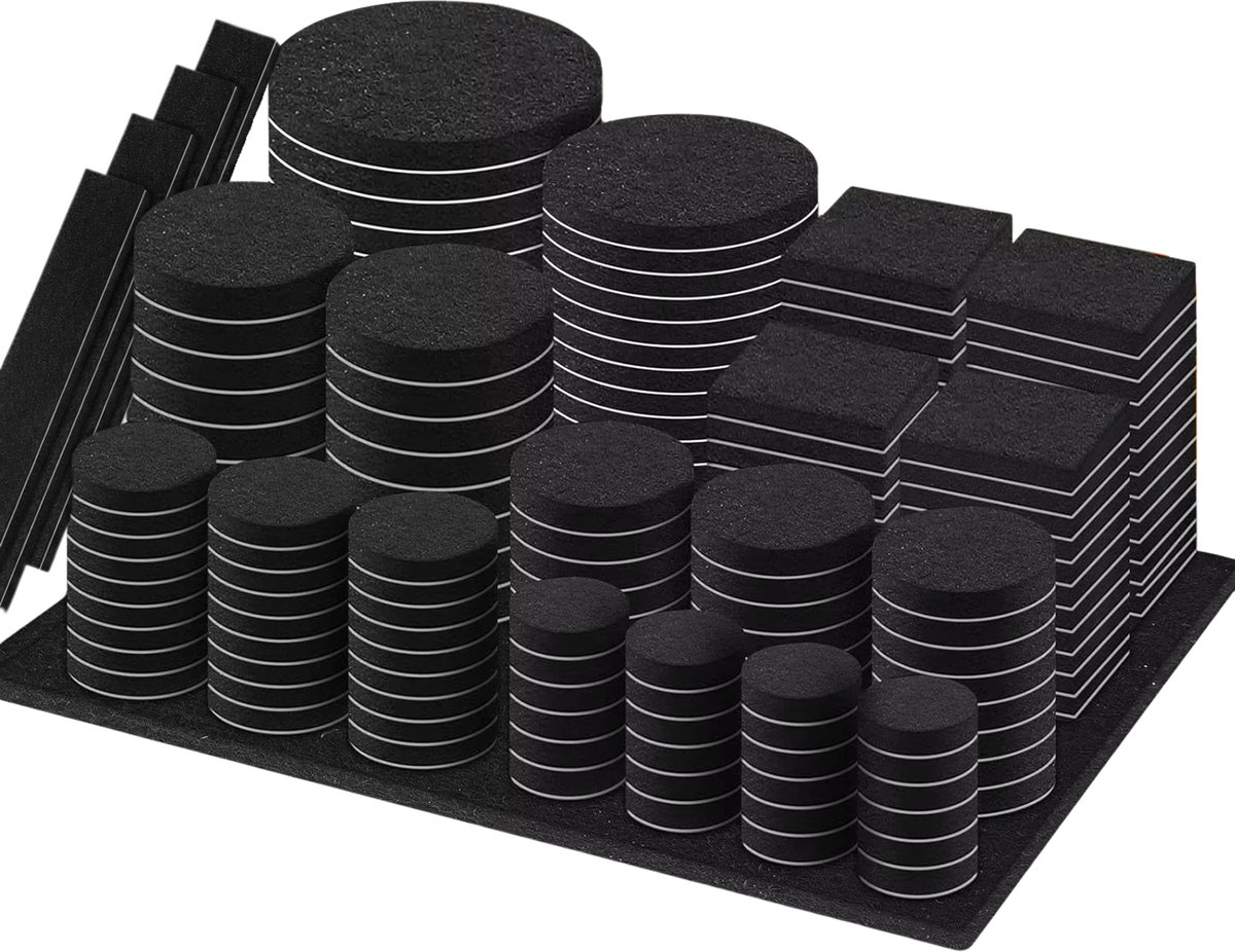Viltjes Stoelpoten 300 Stuks - Meubelvilt Zelfklevend - Vloerbeschermer Stoelpoten - Stoelviltjes - Vloerglijders - Zwart - 300 Stuks