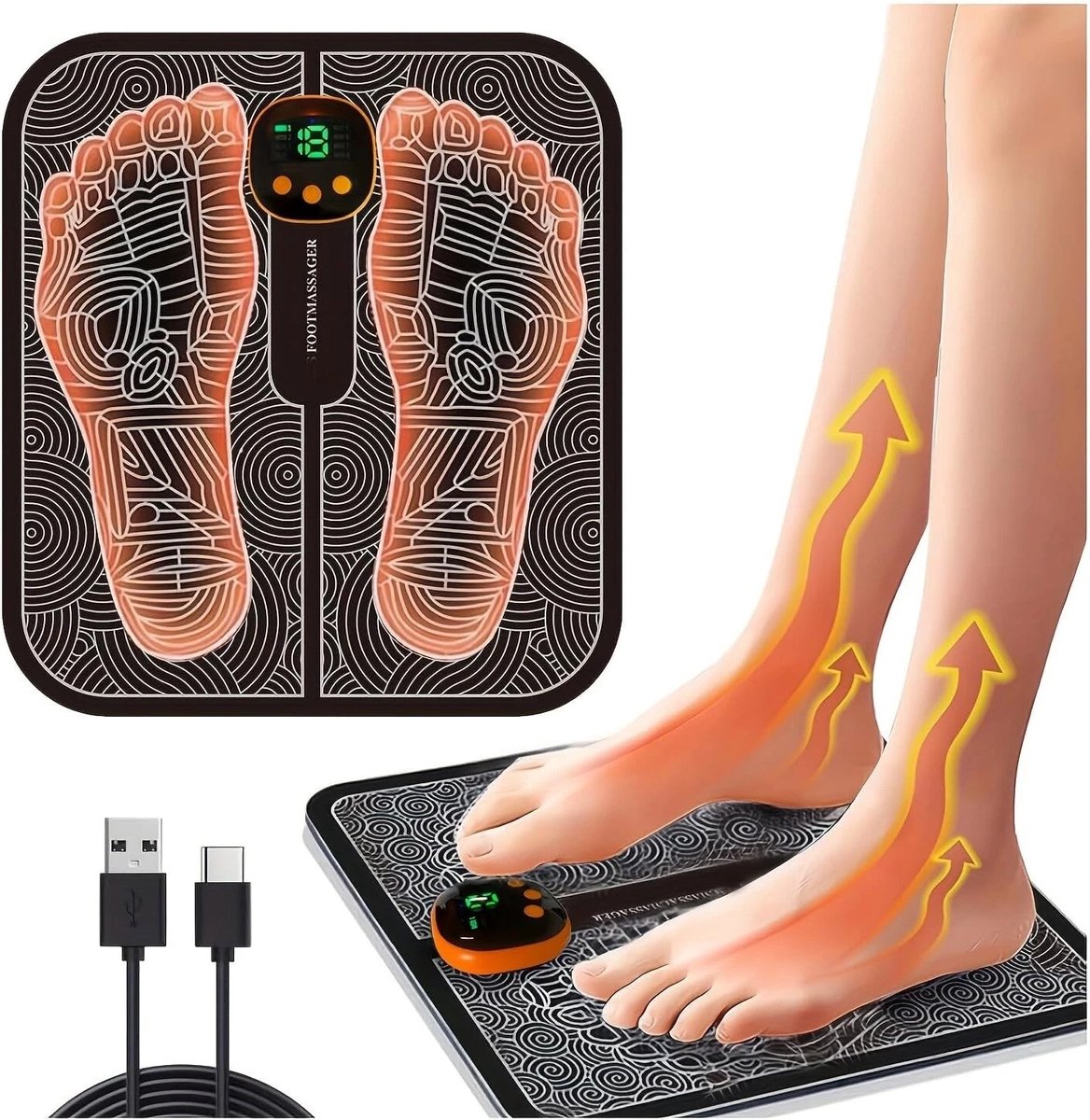 Voetmassage Apparaat - Massagemat - Massageapparaten - met Bediening - EMS Massage - Stimuleert Bloedsomloop - Acupressuur - Draagbaar - Meerdere Massagestanden