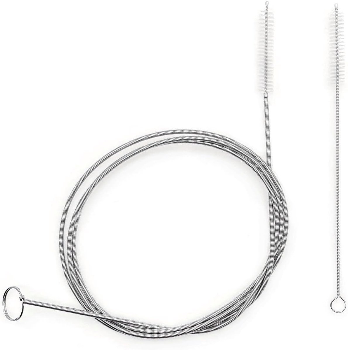 2x Flexibele schoonmaakborstel met metalen lange steel voor afvoergat koelkast en waterzakslang, slank afvoergat schoonmaakborstelhulpmiddel, borstel voor voedingssonde