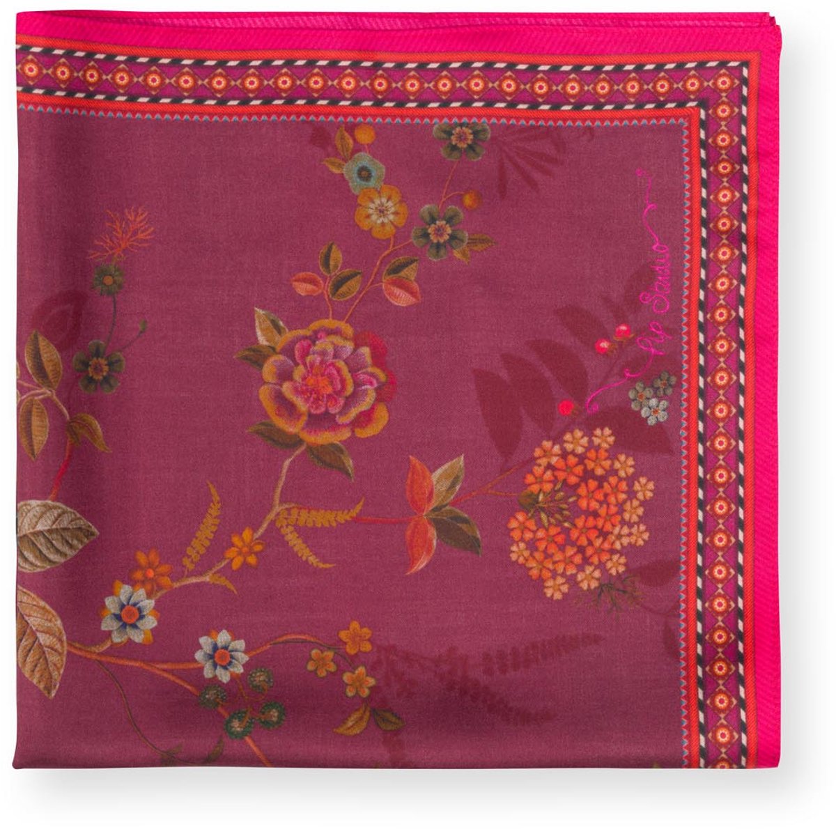 Pip Studio - Sjaal - Bodhi Flower - Rood - 53x53cm