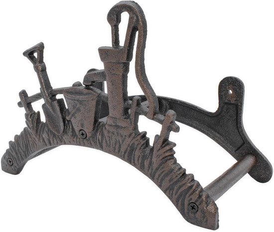 slanghouder van gietijzer - 29 x 18,5 x 14 cm - Tuinslanghouder metaal wandbeugel antiek — afbeelding 2