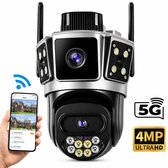 MrGoods - Beveiligingscamera Voor Buiten en Binnen - Buiten Camera met Nachtzicht - Dubbele Lens 6MP - 360° Dekking - Met 2.4G & 5G WiFi en APP - Bewegingsdetectie en alarm - Tweerichtingsgesprek - Camerabewaking