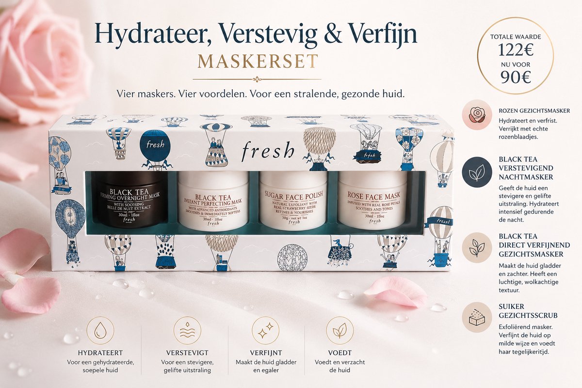 Fresh HYDRATE, FIRM & REFINE MASK SET - 4 x 30ml