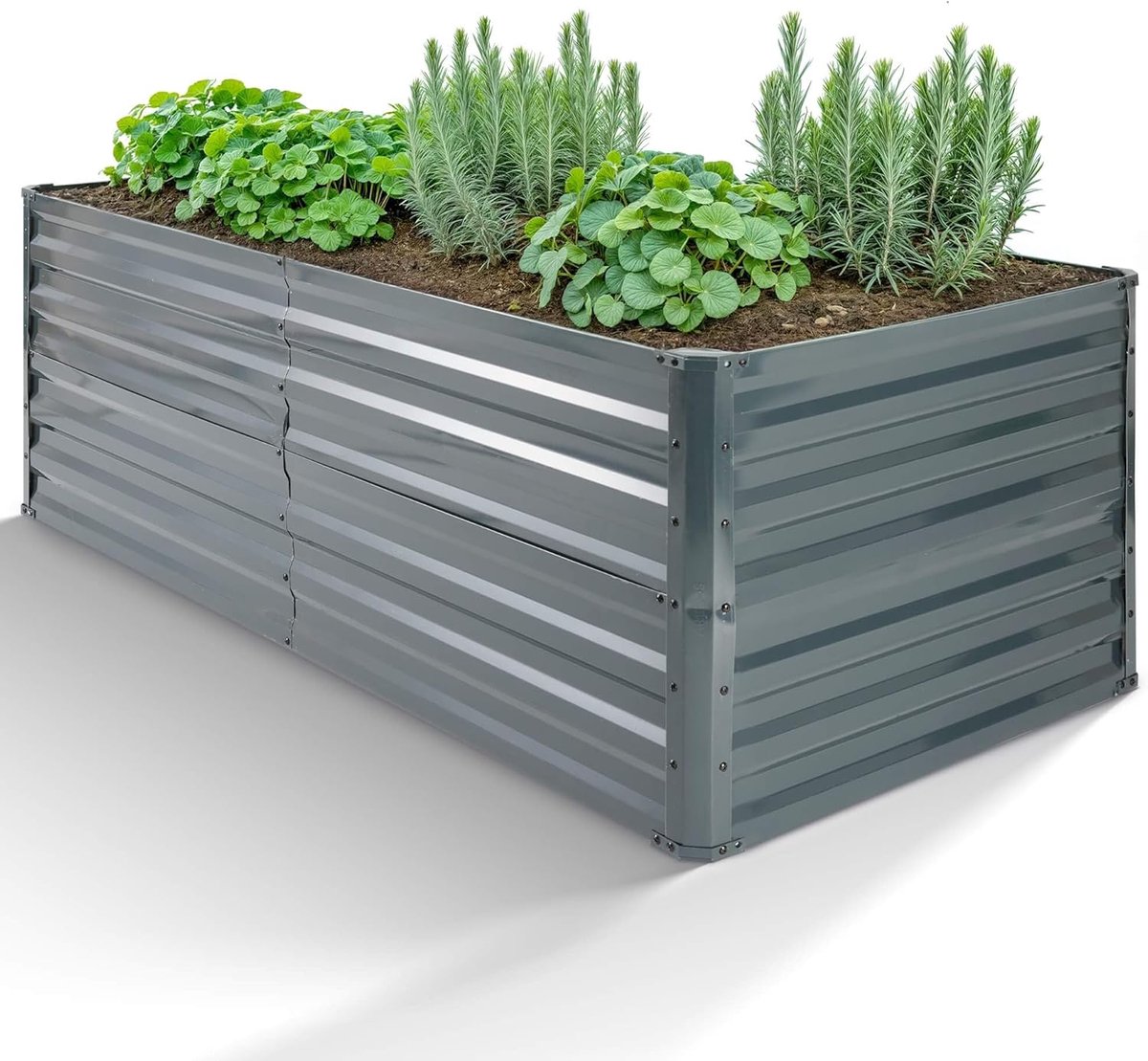metalen verhoogd bed 120x90x59 cm | gegalvaniseerd stalen tuinbed | weerbestendig & roestvrij plantbed | rechthoekig plantbed voor tuin & terras | verhoogd bed kit zonder bodem