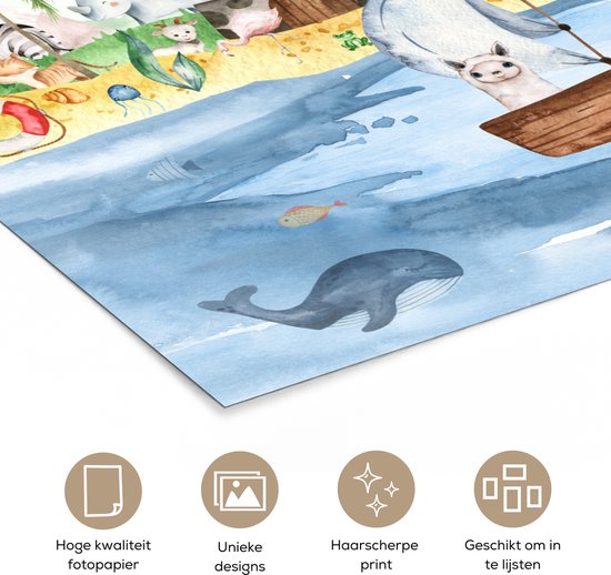 Poster kinderen - Wanddecoratie jongens - Strand - Dieren - Kinderen - Vuurtoren - Poster kinderkamer - 90x120 cm - Decoratie kinderkamers - Kinderkamer decoratie - Poster Babykamer — afbeelding 5