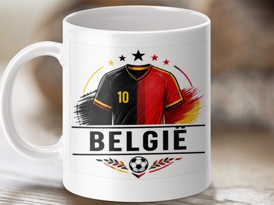 Belgisch Voetbal Fan Mok | Rode Duivels EK WK Cadeau | Unieke België Koffiemok #10 Shirt Design voor Supporter