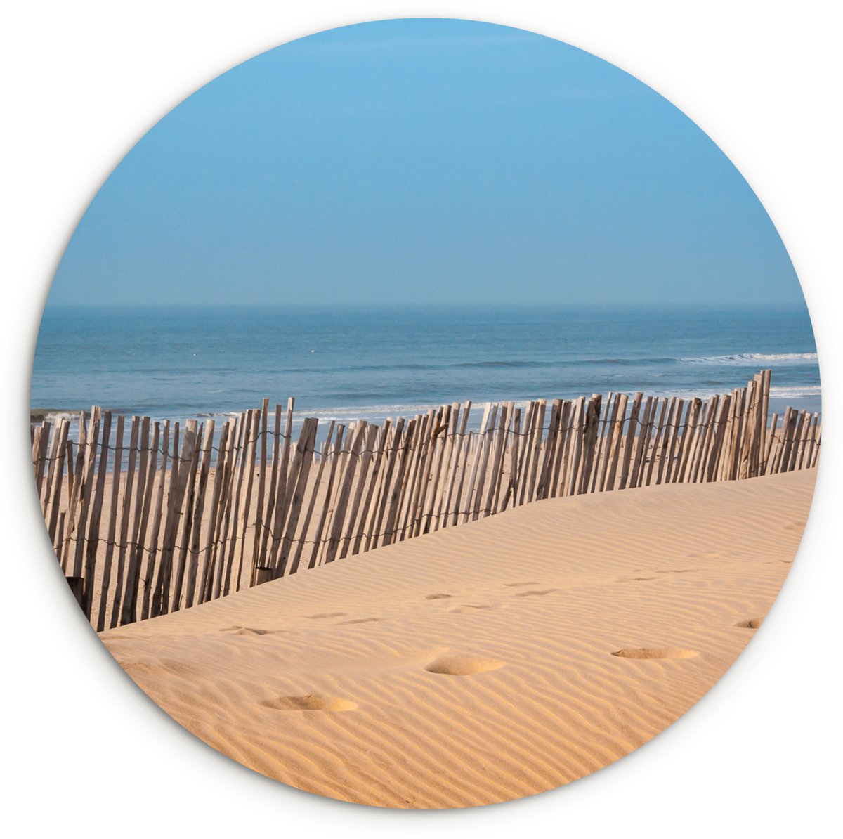 WallCircle® Wandcirkel 140x140 cm - Muurcirkel Strand - Zee - Palen - Muurdecoratie woonka
