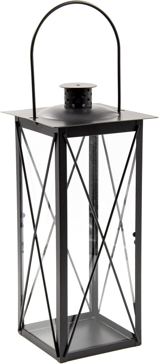 Tuinlamp om neer te zetten of op te hangen, windlicht, glazen lantaarn voor binnen en buiten, terrasdecoratie, graflantaarn