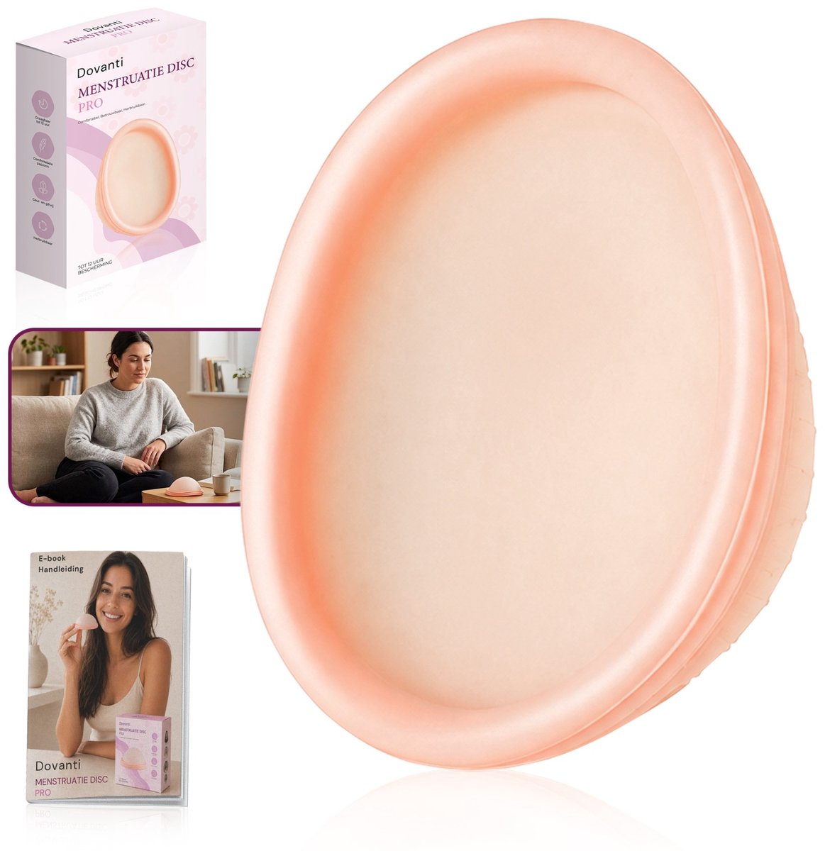Dovanti Menstruatie Disc Pro - Menstruatie Disc - Menstruatiedisc - Herbruikbaar - Herbruikbare Menstruatie Disc - Menstruatiecup - Menstruatie - Gratis E-book