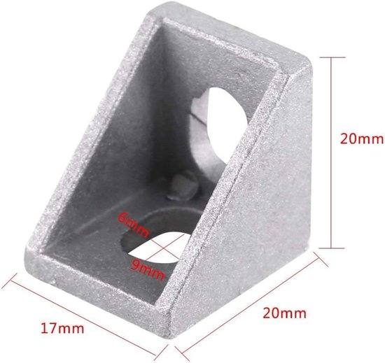 10 stuks 2020 aluminium Hoekbeugel 20 mm x 20 mm x 17 mm voor aluminium Profiel 20 mm — afbeelding 2