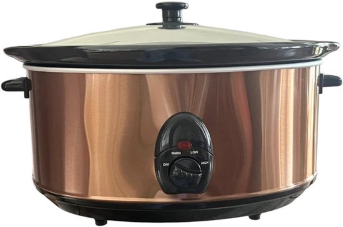 Thuys - Slowcooker met Timer Koper 6,5L - 4 Standen - Keep Warm - Keramische Binnenpan - 320W - voor Stoofpotten en Gezinsmaaltijden