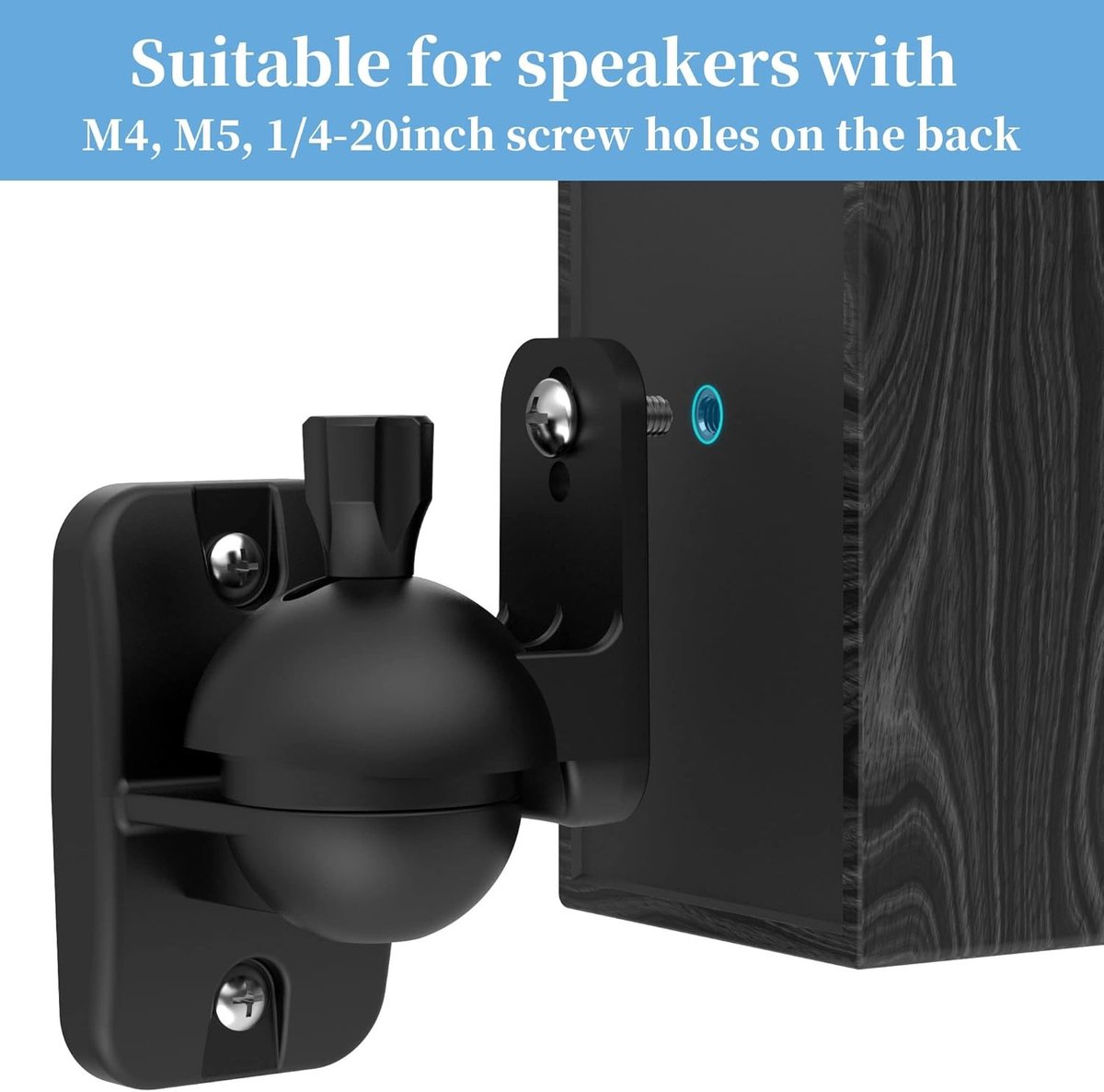 4 Pack Speaker Wandbeugels met Bevestigingsmaterialen - Verstelbare Wandmontagekit voor Satellietluidsprekers | Draaibaar | Kantelbaar voor Surroundgeluid, Draagvermogen tot 3,5 kg, Zwart