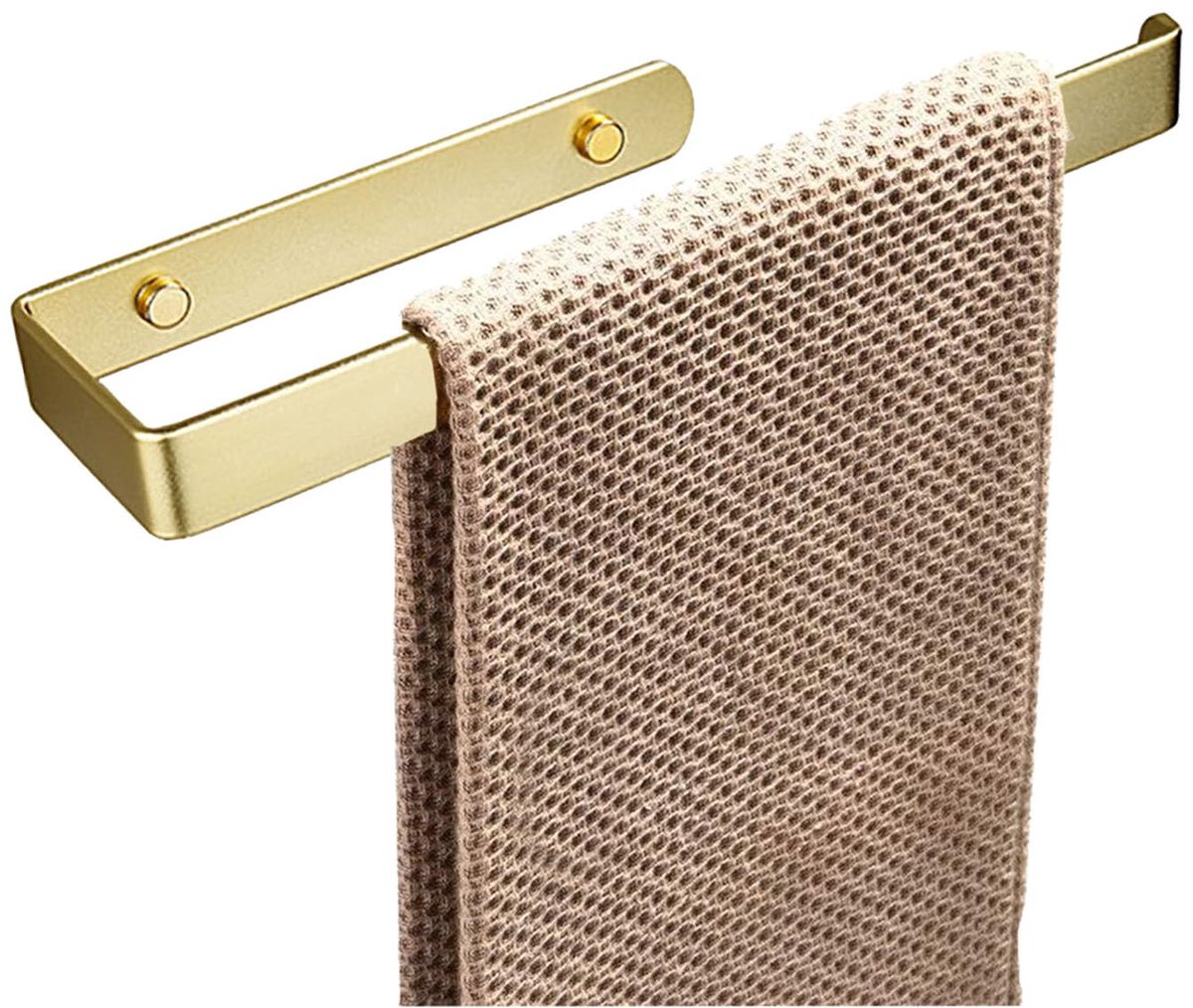 Handdoekstang Zonder Boren,Handdoekstan Zelfklevend Goud, Handdoekstangs Aluminium Mat, Handdoekstang Badkamer-31,5cm, Duurzaam Roestvrij, Voor Badkamer Keuken Toilet