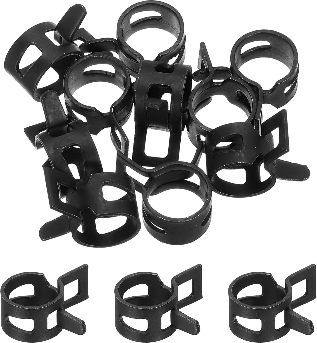 10 stuks brandstofleidingsklemmen, veerband, slangklemmen, 10 mm, siliconen luchtslang, vacuümslang, lagedrukklemmen, assortimentsset, zwart