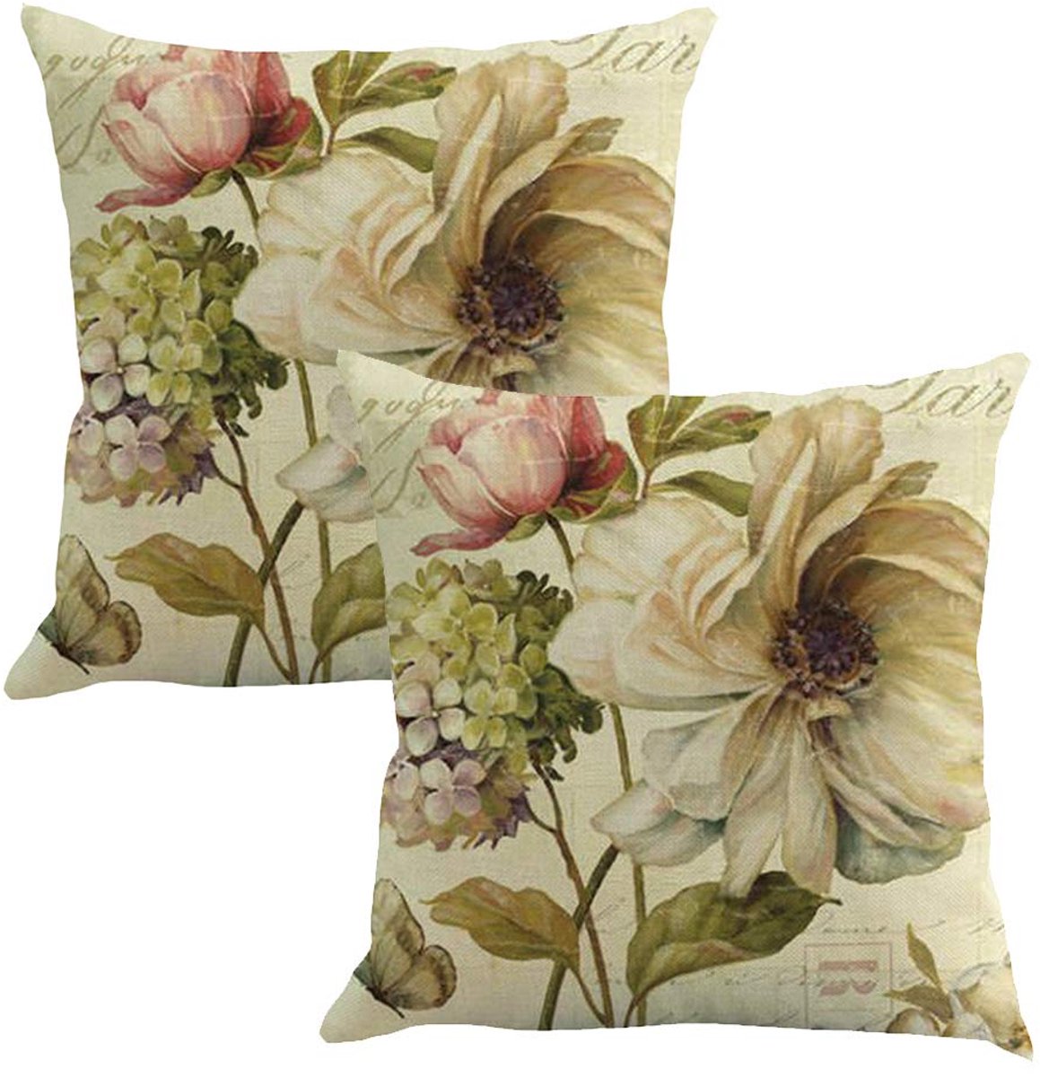 Kussensloop, 2 stuks, 45 x 45 cm, katoen, linnen, kussensloop, auto, kussenhoes, decoratieve set, kussensloop, voor bank en slaapkamer