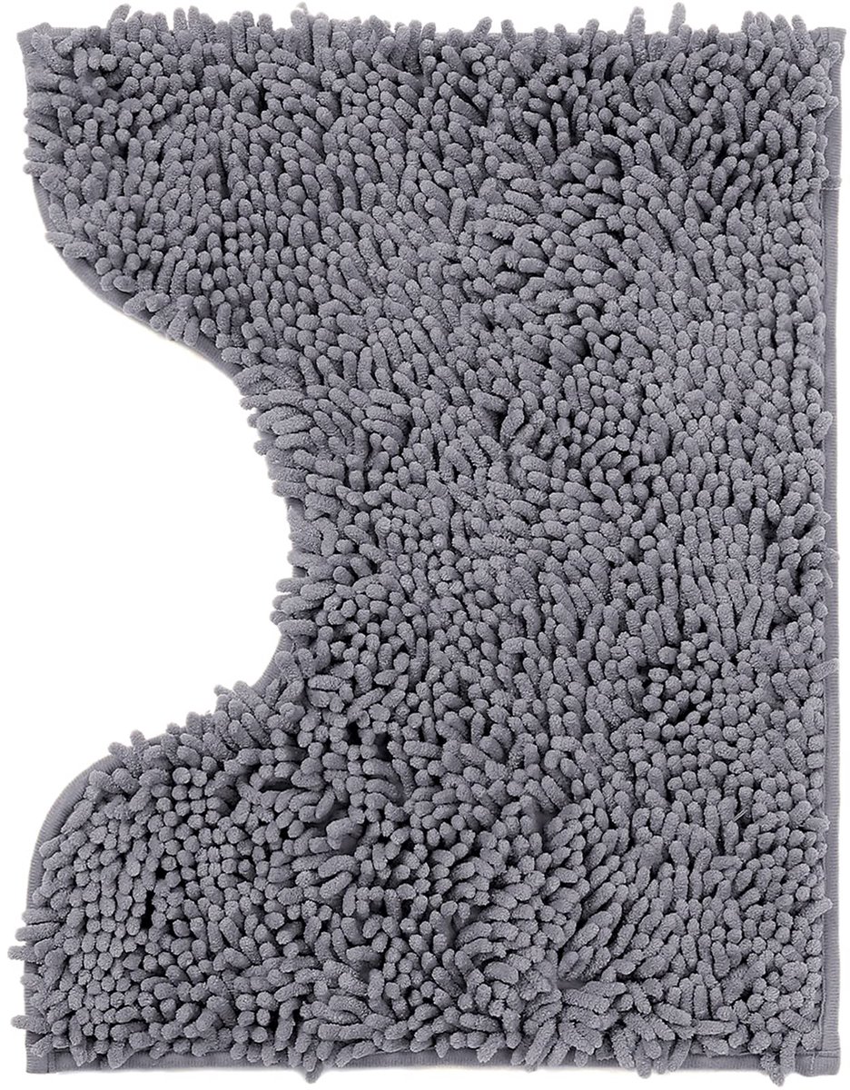 Badmat Antislip, Zacht Badmat, Langharige Badmat, Antislip Badkamer Kleed, voor Douche, Bad, U-Vorm 40x50cm, Donkergrijs
