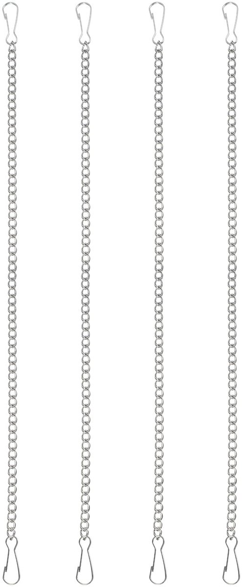 4 stuks hangende kettingen met haken, 29 cm plantenhangers voor vogelvoeders plantenbakken, lantaarns, windgong krijtborden en ornamenten, zilver