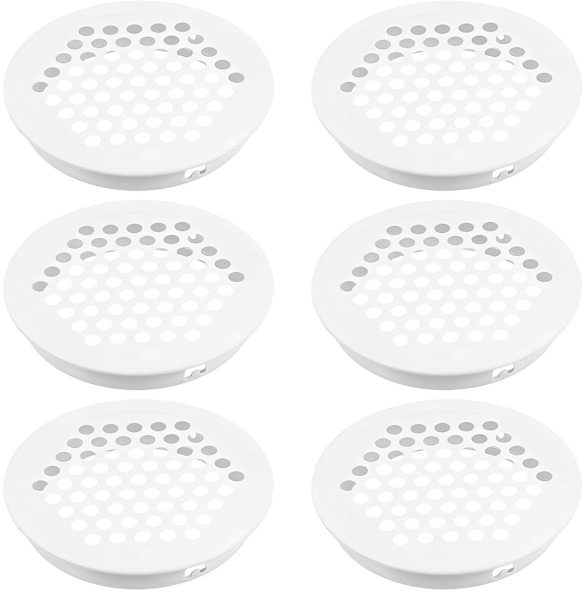 Dailygoods- Ventilatieroosters 6 stuks - Ronde ventilatieroosters 60mm - Roestvrij staal - Honingraatdesign - Eenvoudige montage - Geschikt voor meubels - Ventilatierooster