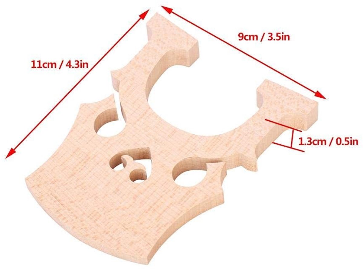 Dailygoods- Cello Brug Vervangend Onderdeel - Esdoorn Hout - 4/4 en 3/4 Formaat - Accessoire voor Orkestrale Snaren - Nieuw - Gewicht 50 g