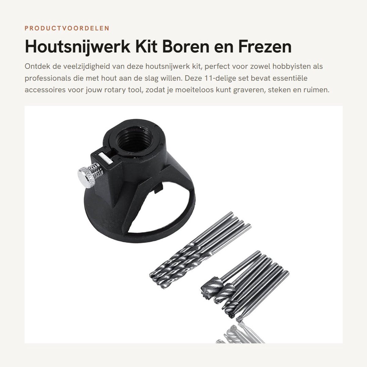Dailygoods- Houtsnijwerk Kit 11 Stuks - HSS Boren - Frezen - Boorpositioneerder - Digitale Schaal - Snijdiepte Instelling - Houtsnijgereedschap
