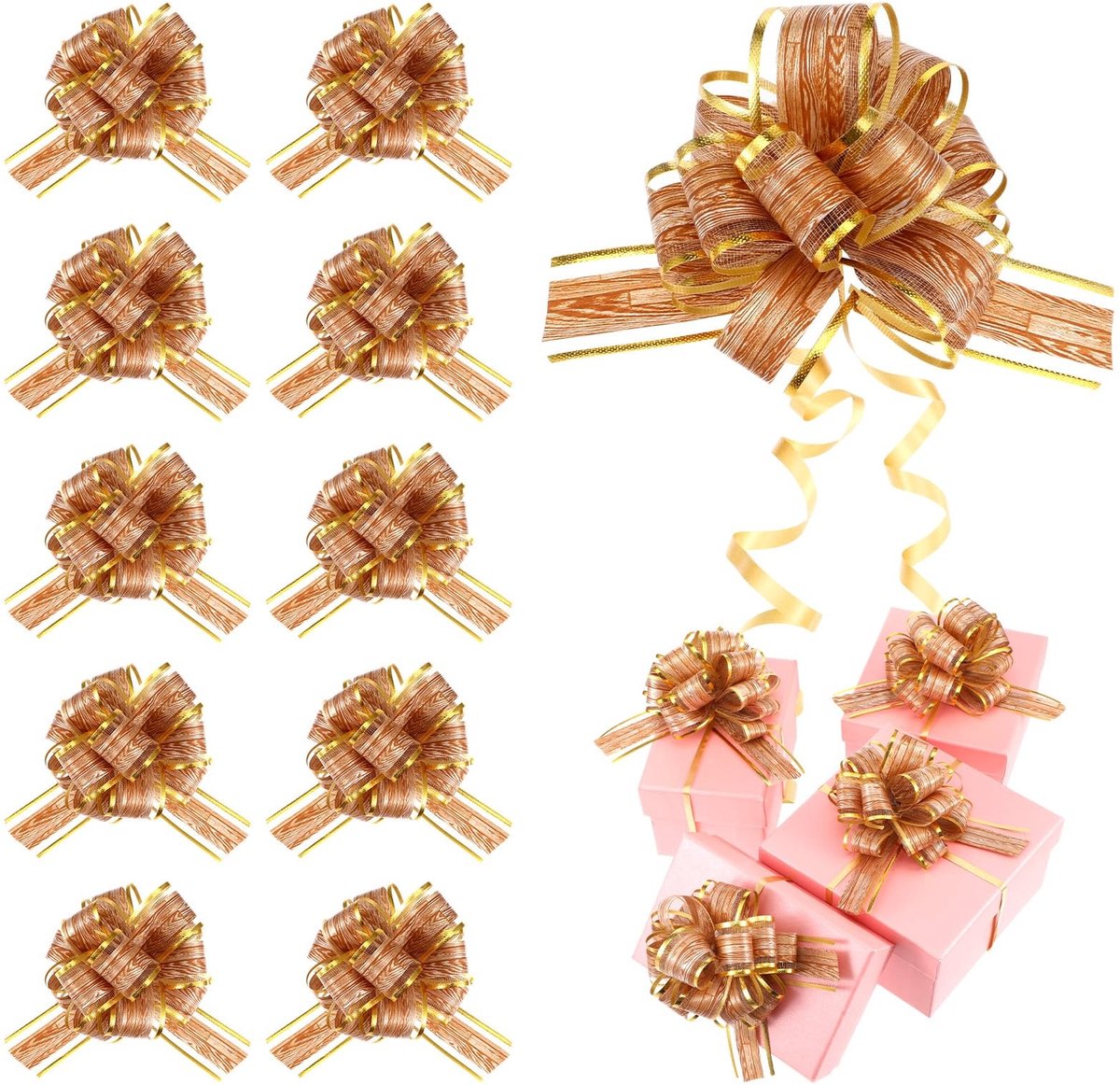Dailygoods- Geschenkstrik 10 Stuks - Cadeaustrik - Cadeaulint - Decoratieve Strikken - Roze Strikken - Duurzaam Chiffon PP