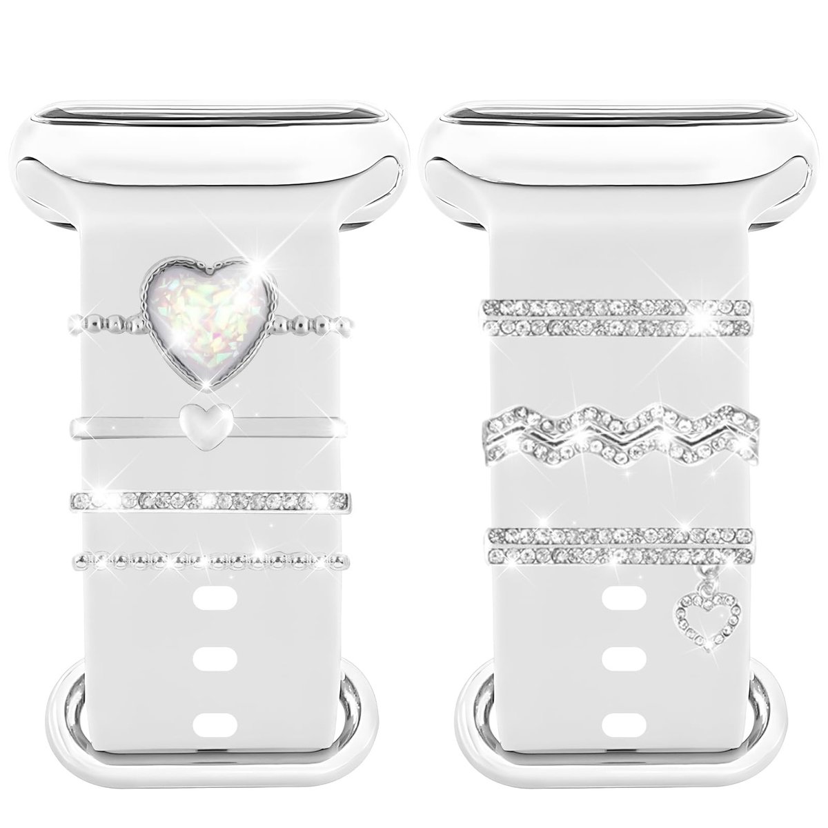 Dailygoods- Horlogeband 22mm - Decoratieve Bedels - Compatibel met Apple Watch Series 8/7/6/5/4/3/2/1 - Hoogwaardig Metaal - 8 Stuks - Horlogeaccessoire
