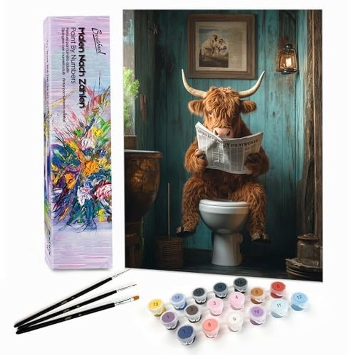 Dailygoods- Schilderen op Nummer - Acrylverf Set - Inclusief Penseel - Professionele Linnen Doek - 28 x 35 cm - Uniek Cadeau - Verfset
