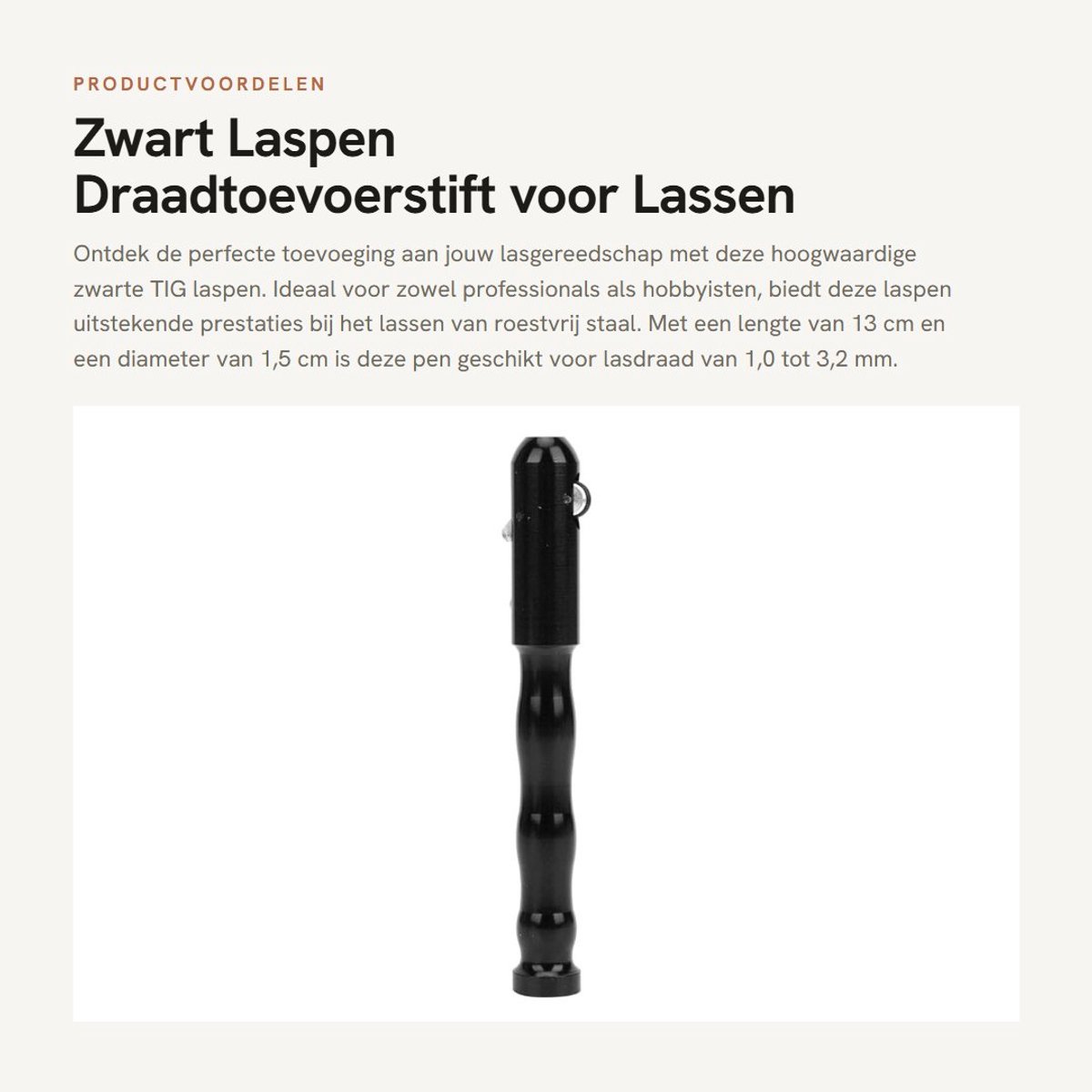 Dailygoods- Laspen Zwart - Lassen - TIG Pen - Geschikt voor 1,0-3,2 mm Lasdraad - Roestvrij Staal - Lichtgewicht en Duurzaam