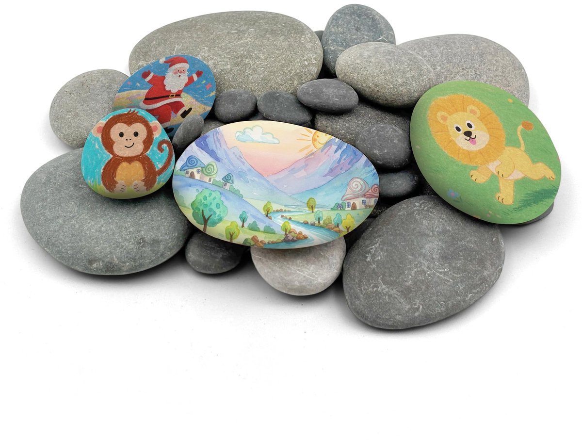 Dailygoods- Knutselstenen 37-delig - Platte Stenen - Kiezelstenen om te Beschilderen - Natuurlijk Materiaal - Veilig voor Kinderen - Perfect Schilderoppervlak - Schilderstenen