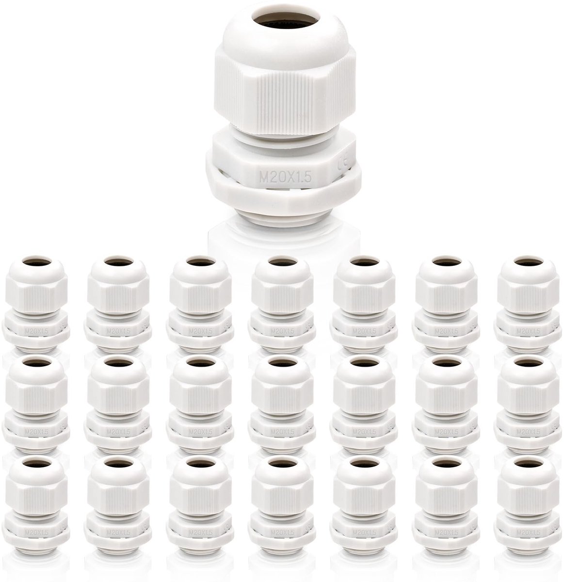 Dailygoods - Kabeldoorvoeren - Waterdichte kabelverbindingen - Set van 22 - M20 kabelconnectoren - Geschikt voor binnen en buiten - IP68 waterdicht
