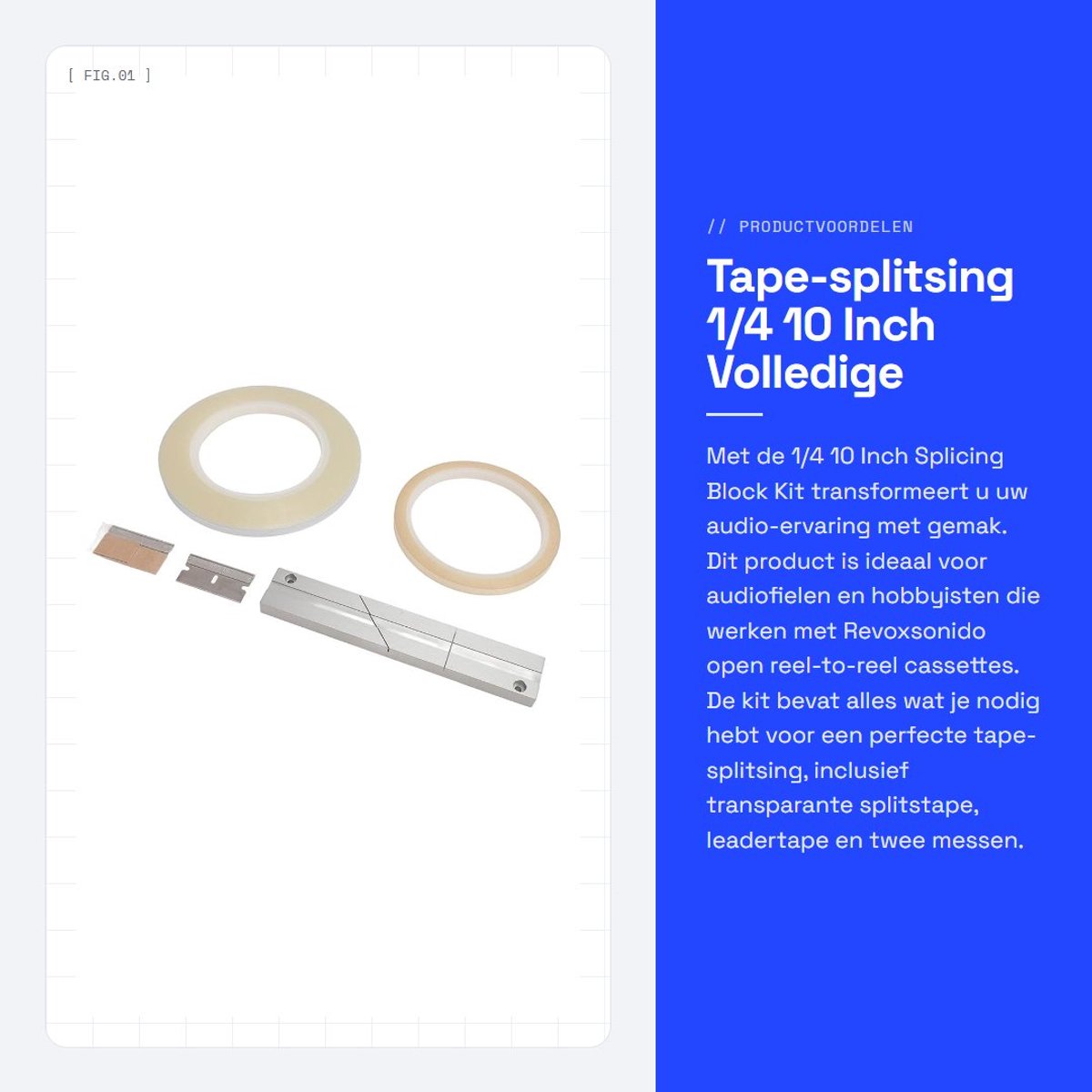 Dailygoods- Splicing Block 1/4 10 Inch - Tape-Splitsblok - Transparante Splitstape - Leidingtape - Messen - Stabiele Splicing
